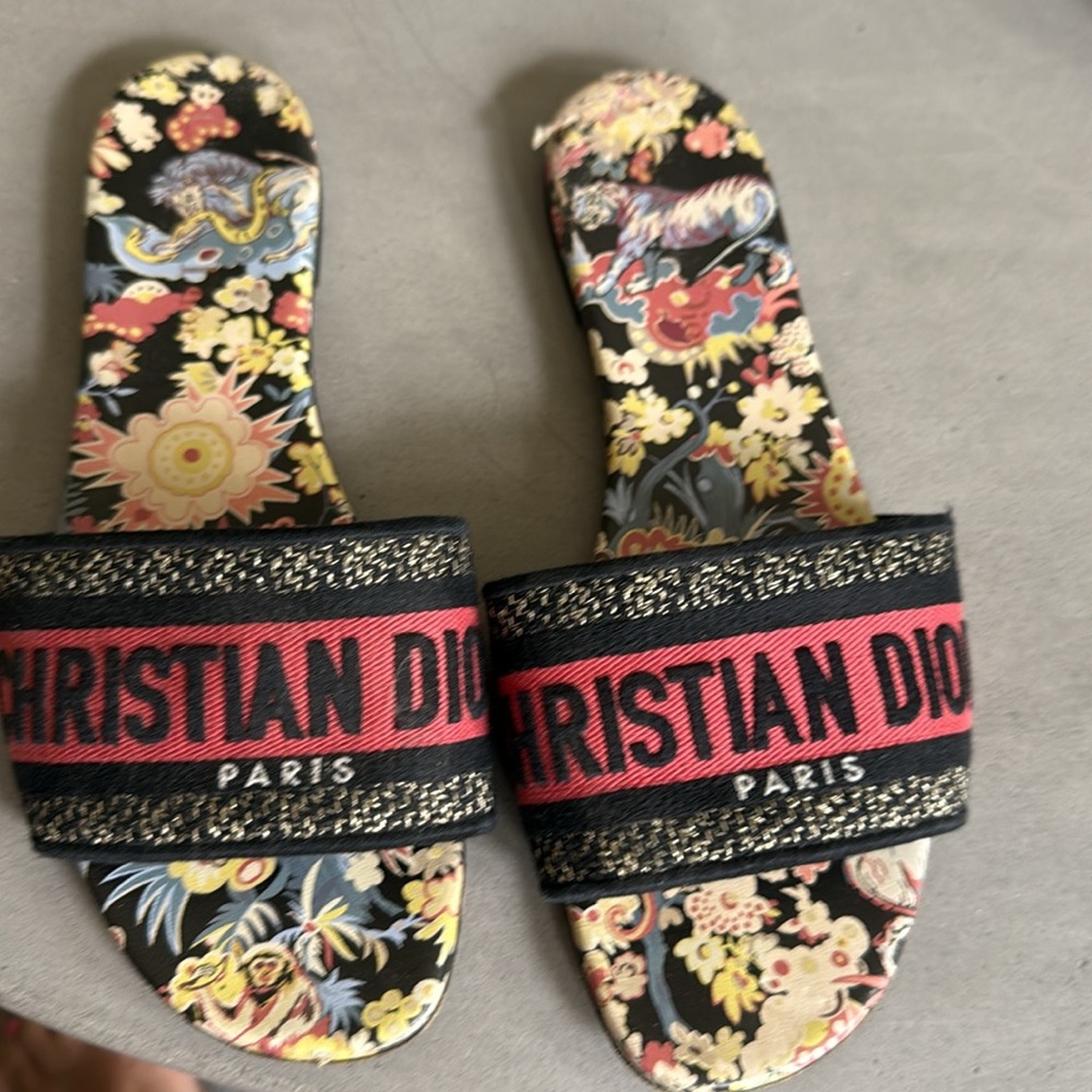 Dior Dway Slides in Black and Multicolor